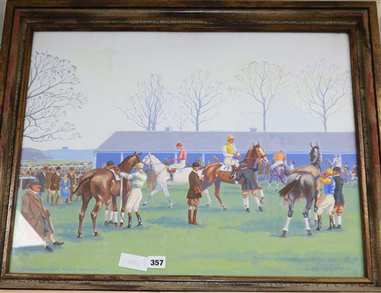 G. D. Tidmarsh, gouache, Southdown Hunt Races, Plumpton, signed, 49 x 62cm